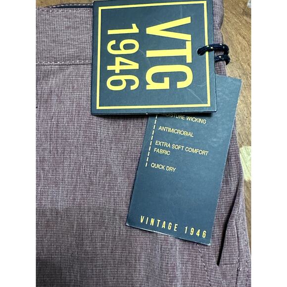 VTG 1946 Micro Graph Hybrid Short Flat Front Quick Dry Red Purple Men's 33 NWT - Picture 8 of 9
